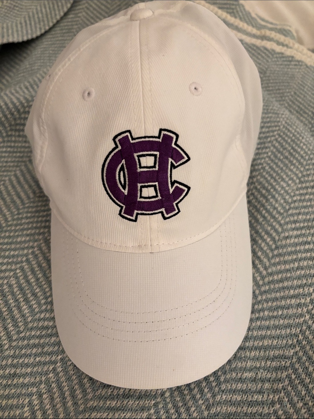 Nike White Baseball Cap with Purple Logo NWOT HOLY Cross Crusaders NWOT